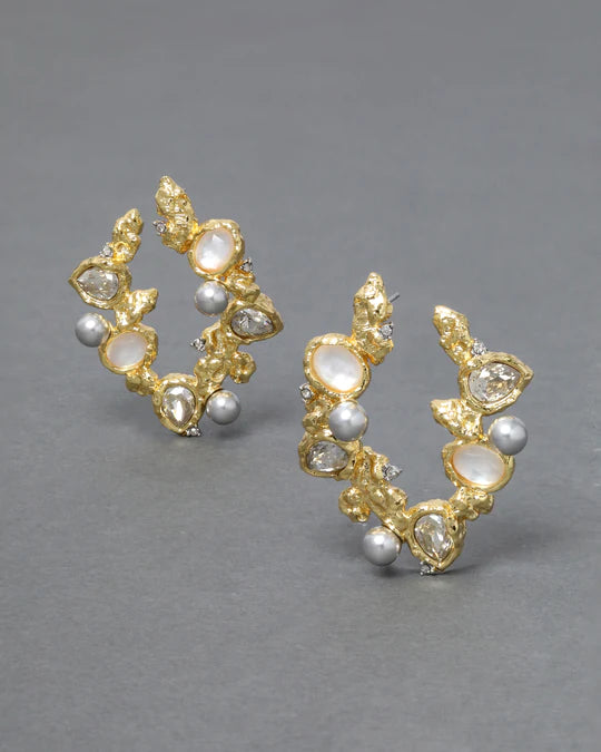 Golden Pebble Cake Front Back Cluster Hoops