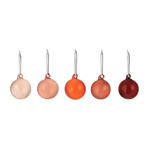 Round Glass Red Ornament Gift Box (Set of 5)