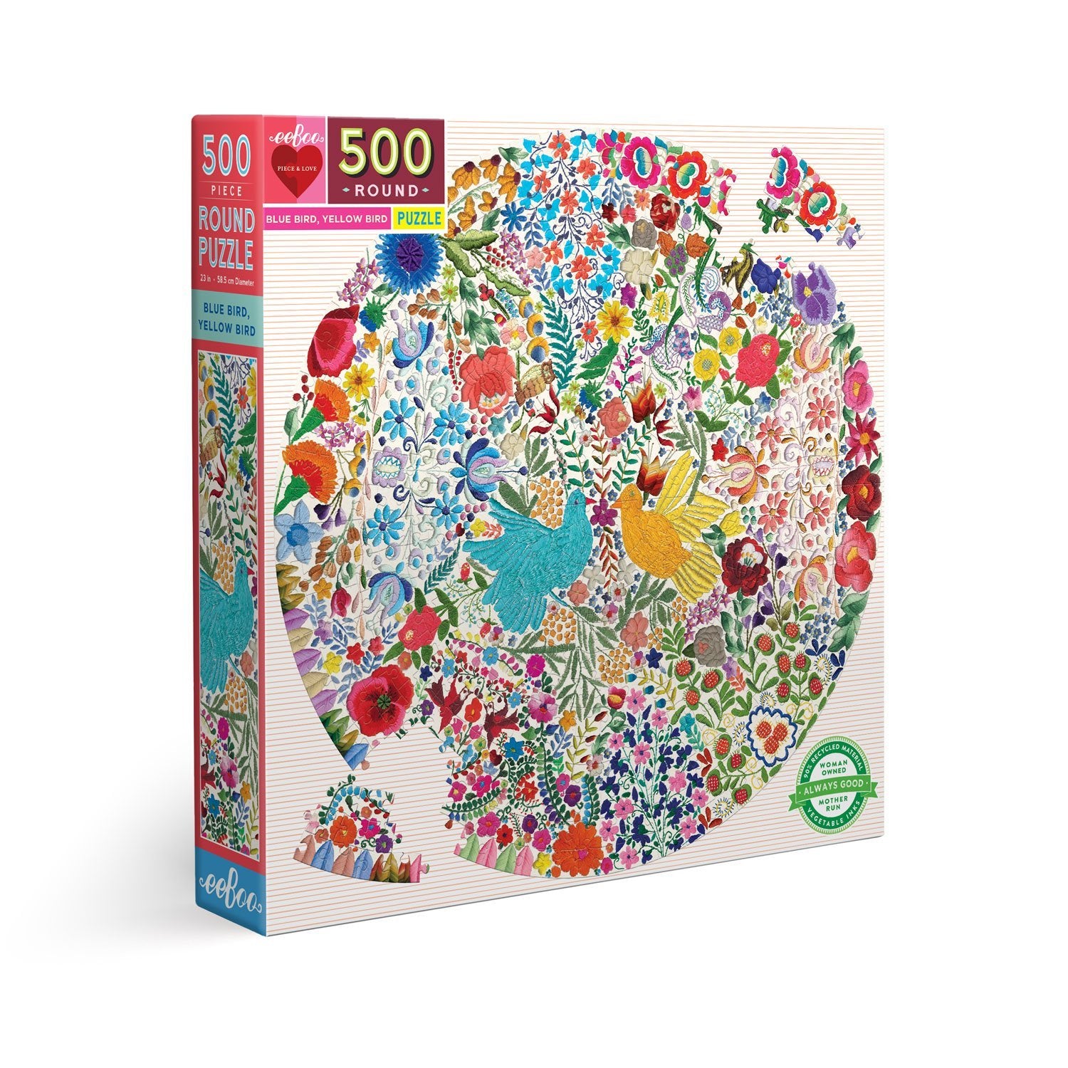 Blue Bird Yellow Bird 500 Piece Round Puzzle