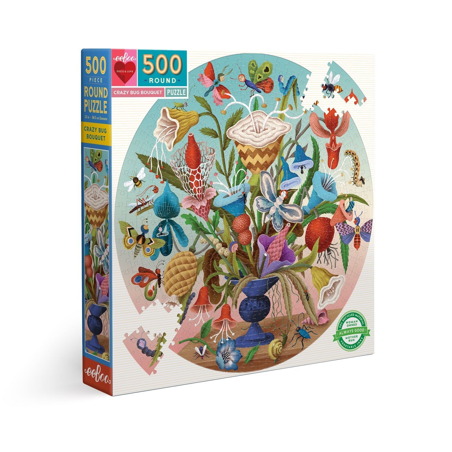 Crazy Bug Bouquet 500 Piece Round Puzzle