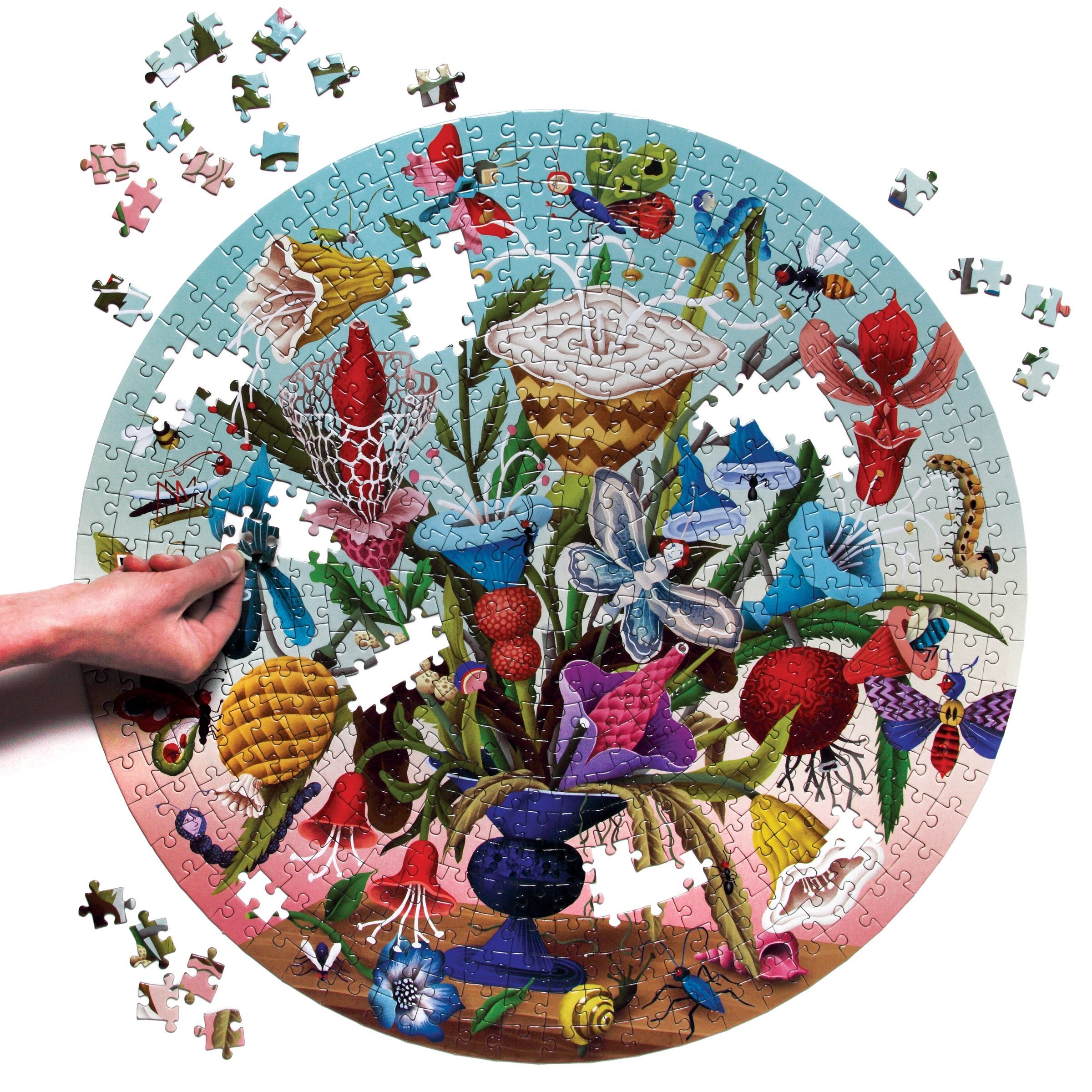 Crazy Bug Bouquet 500 Piece Round Puzzle