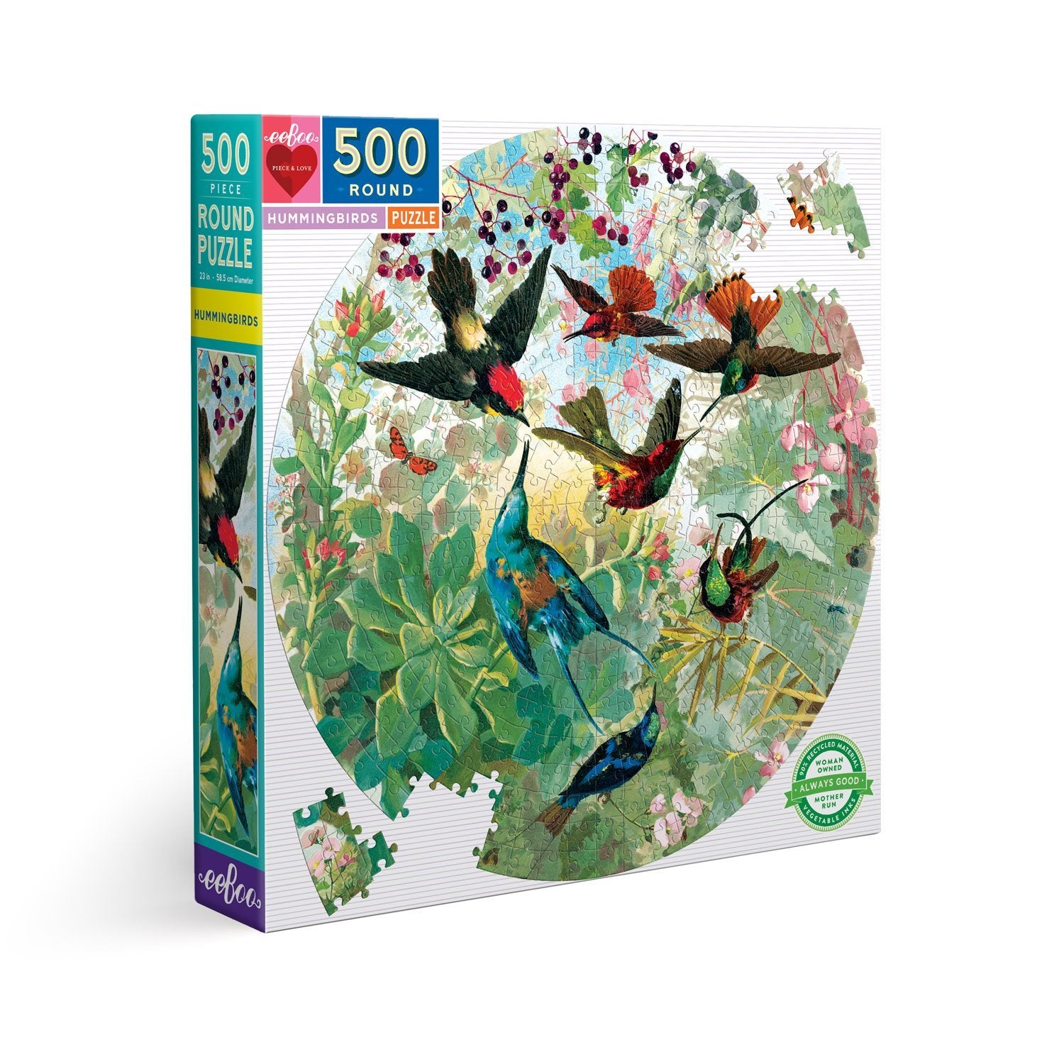 Hummingbirds 500 Piece Round Puzzle