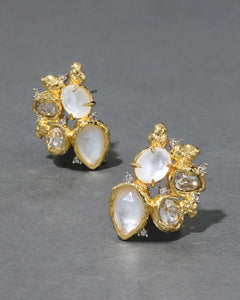 Golden Pebble Cake Cluster Post Earring