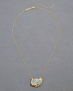 Golden Pebble Cake Pendant Necklace Aquamarine
